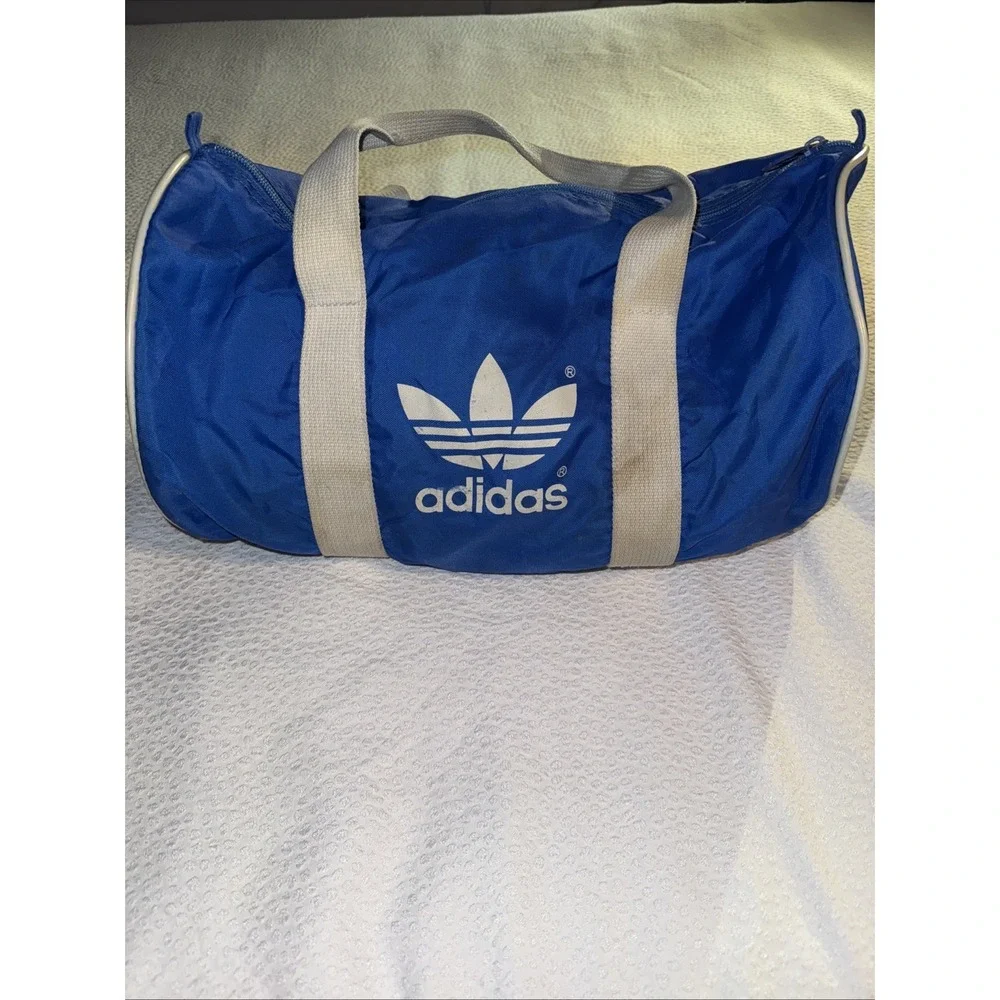 Rare Vintage 1980s Adidas Nylon Tube Round Duffel Bag 18